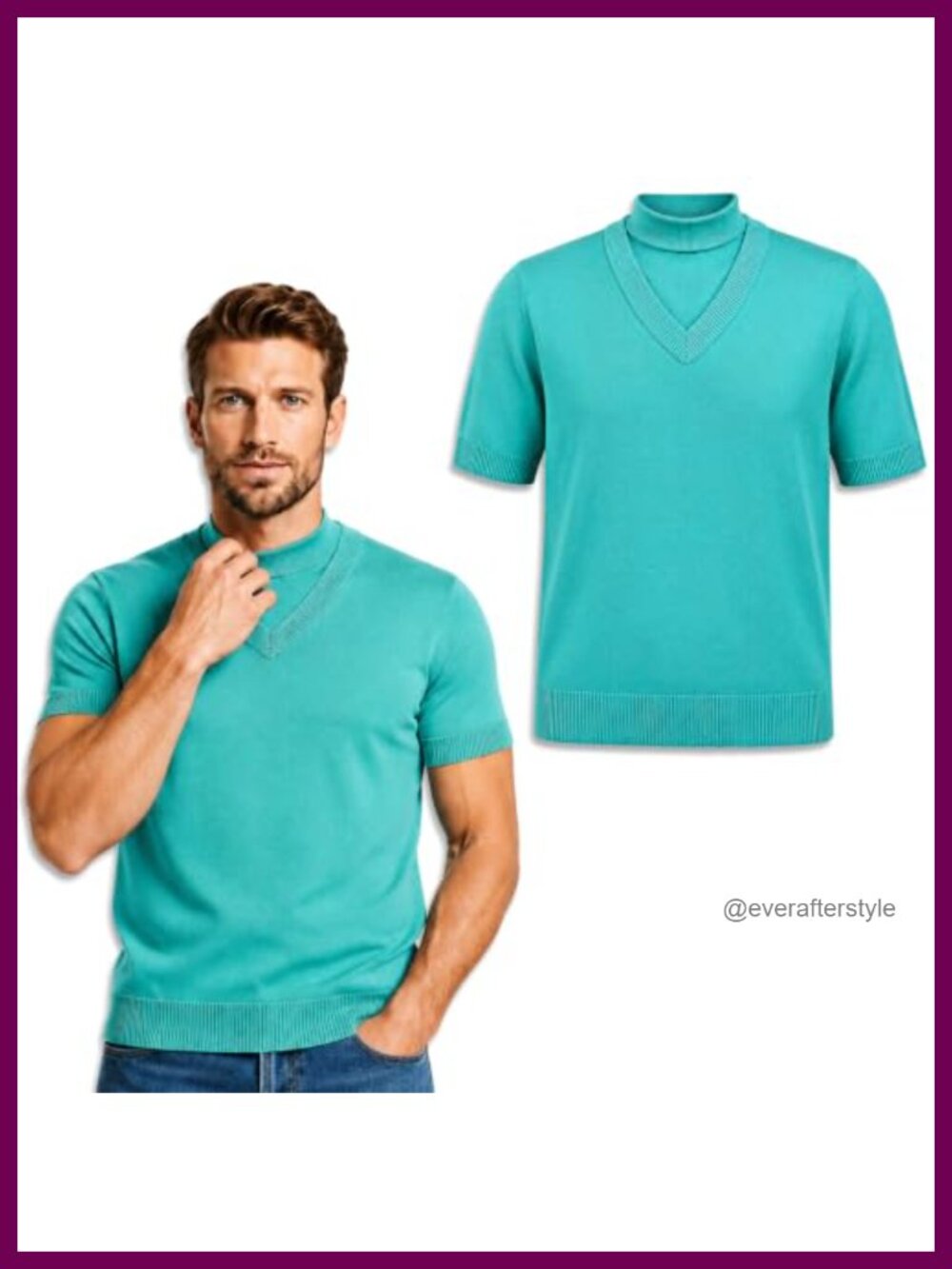 Mens Halloween Costume Knit Pullover Half Sleeve Turtleneck Party Top